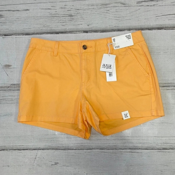 a.n.a Jean Shorts NWT Mid Rise Shortie Denim Florida Mango Yellow Size 12 - Picture 3 of 11